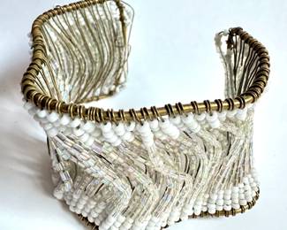 Vintage Beaded Wire Shimmery Cuff Bracelet In Berdorf Goodman Bag
Lot #: 95