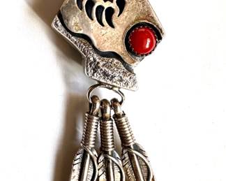 Delbert Vandever Navajo Sterling Silver Large Double Sided Pendant Necklace With Turquoise & Coral
Lot #: 30