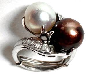 Platinum Ring With Pearls & Diamonds, Size 5.25
Lot #: 73