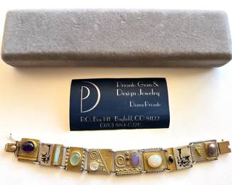 Vintage Diana Prianto 18K Gold & Sterling Silver Bracelet With Natural Stones: Pearl, Opal, Amethyst & More
Lot #: 2