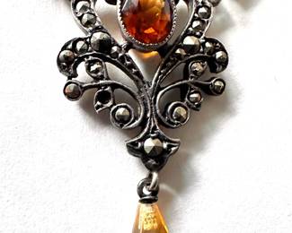 Depose Vintage Sterling Silver Necklace With Gemstones, France
Lot #: 51