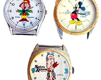 3 Vintage Watches: Spiro Agnew, Disney Mickey Mouse & Ernie The Keebler Elf
Lot #: 33