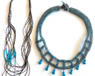 2 Vintage Beaded Necklaces: Sterling Silver With Turquoise & Choker
Lot #: 124