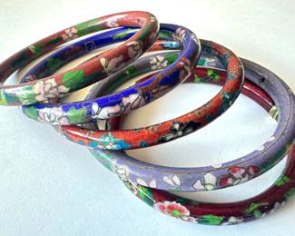5 Vintage Cloisonne Bangle Bracelets, 1 With Hinge
Lot #: 90