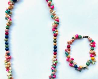 Vintage Dyed Trochus Shell Necklace With Matching Bracelet
Lot #: 116