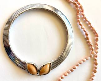 Vintage Monet Choker Necklace & String Of Pink Fresh Water Pearls
Lot #: 93
