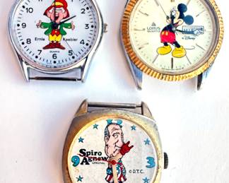 3 Vintage Watches: Spiro Agnew, Disney Mickey Mouse & Ernie The Keebler Elf
Lot #: 33