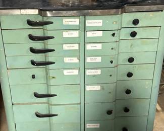 Vintage wood cabinet, too cool!