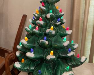 17” vintage ceramic lighted Christmas tree