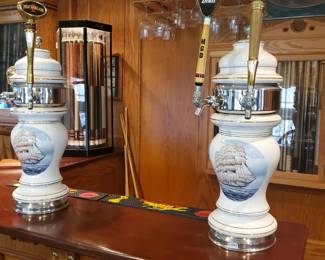 Celli of Italy Pair Ceramic with fantastic Ship Motif