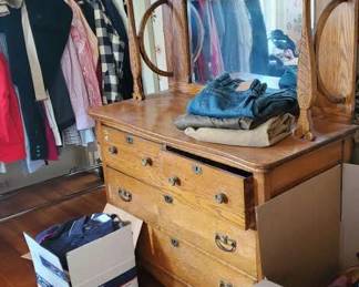 Antique Bedroom Set including this bureau with mirror