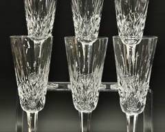 Six Fine WATERFORD Crystal Lismore Nouveau Champagne Flute Glasses
