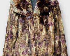 PER UNA Luxurious Faux Fur Coat, Elegant Brown And Purple Hues, Perfect For Winter Elegance. Size L
