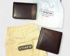 Two Coach Leather Brown Wallets and Dust Bags unused
