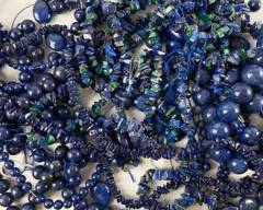 1 Lb Jewelry Making Loose Gemstone Beads: Lapis Lazuli, Blue Stones, Malachite
