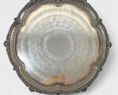 Antique Scalloped Silverplated Large Serving Tray 6 LBS

