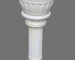 2 Piece Glazed Terra Cotta Pottery Jardiniere and Stand
