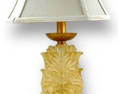 Vintage Berman Resin and wood Floral Table Lamp Hollywood Regency Style
