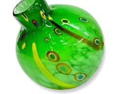 Vintage Millefiori Green Hand Blown Art Glass Italian Murano Vase
