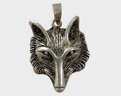 Fine Sterling Silver Figural Wolf Head Statement Pendant

