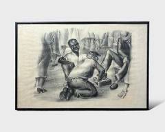 Man Shining Shoes Ashcan School WPA Style Post-War Framed Print
