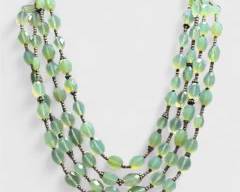 Fine Sterling Silver Faceted Gemstone 4 - Strand Statement 18 Inch Necklace
