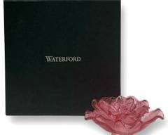 Fine WATERFORD Crystal Pink Flower Head Paperweight With Original Box
