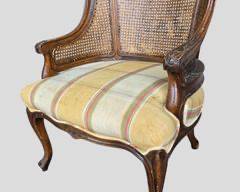 Vintage Louis XV Style French Cane Back Wood Lounge Arm Chair Great form to paint upholstery needs cleaning or redone
