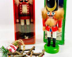 Vintage German Nutcrackers In Original Boxes And Tree Ornament
