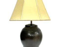 Fantastic Chinese Bronze Table lamp with Shade Coin Token Trim and base
