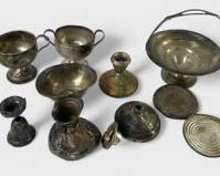 36 Grams Fine Sterling Silver Scrap Pieces & 650 Grams Fine Sterling Silver Weighted Candle Holders
