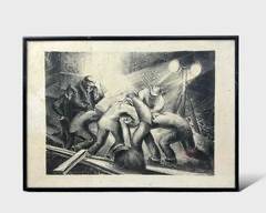 Excavators Ashcan School WPA Style Post-War Framed Print

