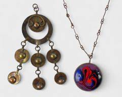 Vintage Mixed Metal MCM Enamel Statement Pendant & Necklace
