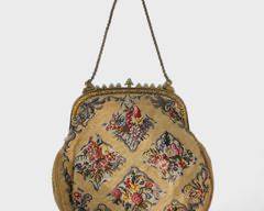 Antique Petit Point Brass Beaded Evening Bag
