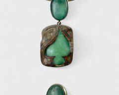 78 Grams Fine Sterling Silver Signed Gemstone Statement 14 Inch Statement Necklace & Ring Size 8.75
