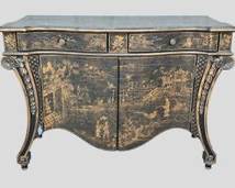 Fantastic Vintage Chinoiserie Hand Painted Cabinet Commode Credenza Drawers 2 Doors Baker Style
