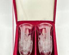 Fine Crystal Legends By Godinger Pair of Etched Crystal Champagne Toasting Goblets in Box
