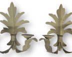 Pair Of Vintage Double Arm Acanthus Leaf Tole Wall Sconces Candleholders
