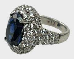 Fine Sterling Silver Blue Gemstone Statement Ring Size 8
