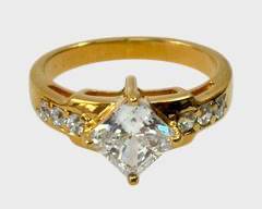 Fine Gilt Sterling Silver Gemstone Statement Ring Size 8.75
