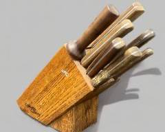 Vintage Chicago Cutlery Knife Block Five Piece lot with one extra Ranchers Reserve Knife and a cook knife
