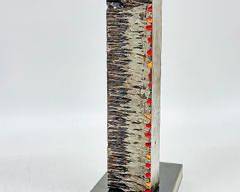 Modernist Heavy Cut Polished Enamel Painted Steel Abstract Scupture Mounted on Live Edge marble base
