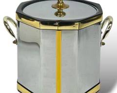 Kraftware Metal Lidded Ice Bucket Hollywood Regency style
