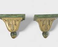 Pair Acanthus Leaf wall sconces plate display cut out Hollywood Regency style
