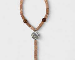 Fantastic Tribal Silver Hand Made Lampwork Barrel Art Glass Beads Statement 18 Inch Necklace
