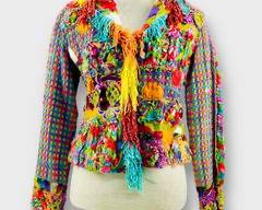 Sandy Starkman Multi-color Fringe Sequins And Beaded Jacket Size M

