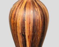 Tall 34" Decorative Faux Inlaid Wood Urn Floor Statement Vase
