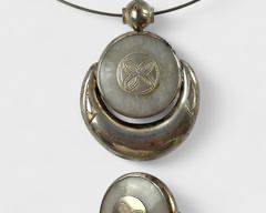 62 Grams Fine Sterling Silver Tribal Quartz Statement 15 Inch Necklace W/ Matching Ring Size 7.25
