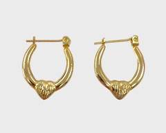Fine 14K Yellow Gold Heart Hoop Pierced Earrings
