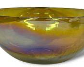 Vintage Stunning Amber Handblown Art Glass Centerpiece Bowl MCM Mid Century Modern
